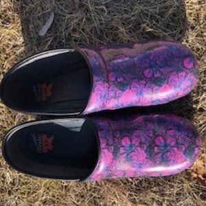 Purple Butterfly/Floral Dansko Clogs Size 40